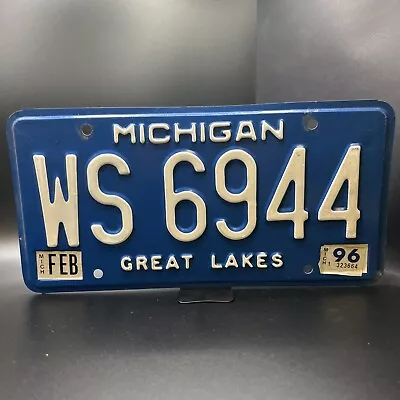 🥊 Michigan License Plate 1996 Reg.  Great Lakes Blue Heavy Metal WS-6944 • $4.32