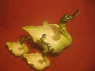 Vintage Hull McCoy Yellow Green Duck Family Planter Trinket Bowl USA Set Of 3 • $20