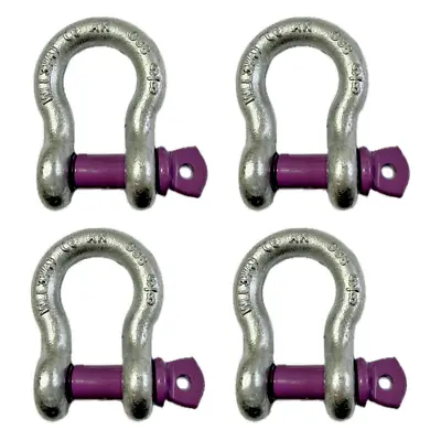 4x Lifting Shackle WLL 3.25 Ton Galvanised Screw Pin Tested Alloy Bow Shackles • £19.99