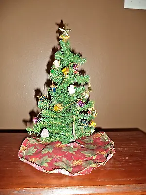 13  Desktop Lil' Artificial Christmas Tree W/ Mini Ornaments Star & Tree Skirt! • $7