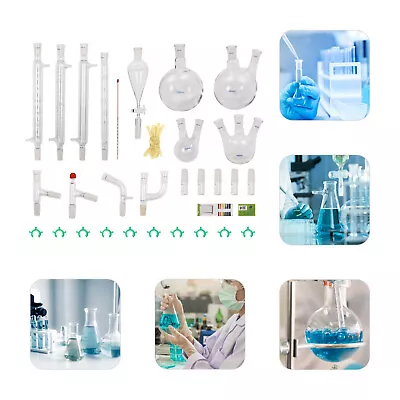 32PCS Lab Chemilcal Unit 24/40 Joints Glass Organic Chemistry Lab Glassware Kit • $122.55