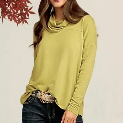 Cabi 4193 Ease Turtleneck In Moss Gold Womens Size Large Pullover Sweater • $20.97