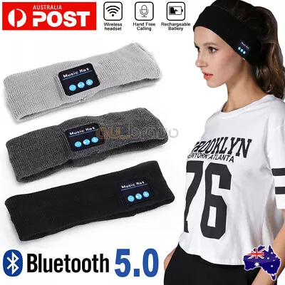 Wireless Bluetooth Headband Earphone Stereo Sport Headphone Headset Sleep AU • $17.95