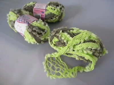 Lot 3 Skeins Needle Crafters Ball Chain Mesh Ruffle Scarf Yarn Sage • $5.99