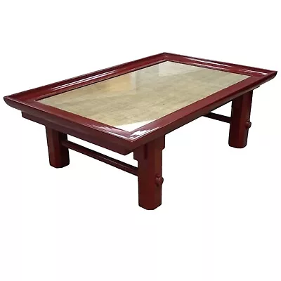 11720-401: Century Asian Inspired Coffee Table With Linen Top • $525