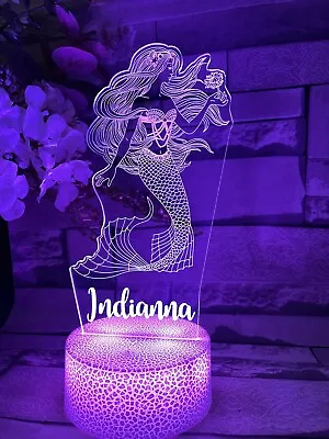 Personalized Night Light Mermaid Led Light Table Lamp Multi Color Birthday • $41.99