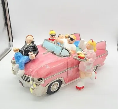 Lotus Chubbies Pink Cadillac Drive In Diner Cookie Jar 1950s Car Hop Skate Shake • $108.89