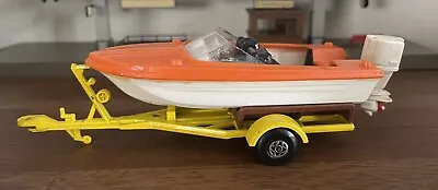 Vintage 1970 Lesney Matchbox King Size Boat Trailer And Orange Power Boat VNM • $30.83