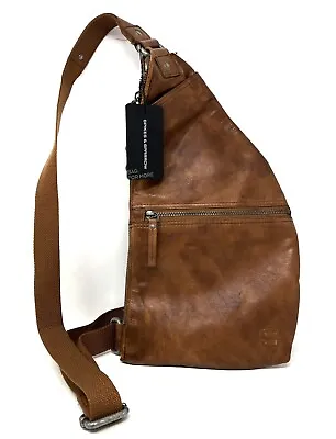 Spikes & And Sparrow Leather Sling Bag ONE SHOULDER BACKPACK Brandy NWT Brown • $133.26