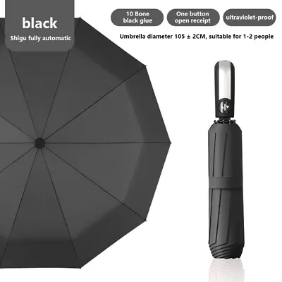 Automatic Black Umbrella Anti-UV Sun/Rain Windproof 3 Folding Compact Umbrella • $14.24