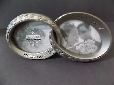 Malden 2 Opening Pewter Wedding Picture Frame - With This Ring I Thee Wed • $7.95