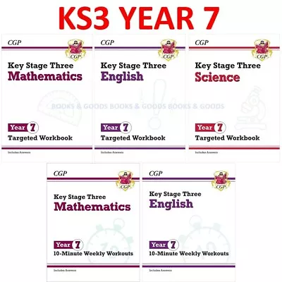 KS3 Year 7 Maths English Science 5 Books Bundle With Answer Cgp Key Stage 3 • £33.99