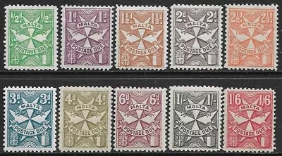 Malta - Gv - 1925 - Postage Dues Set Of 10 - Lmm - Sg D11/d20 - Cat £35 • $7.58