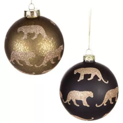 Large Glitter Glass 1 X Leopard Christmas Bauble 10cm Colour Picked At Random • £9.99