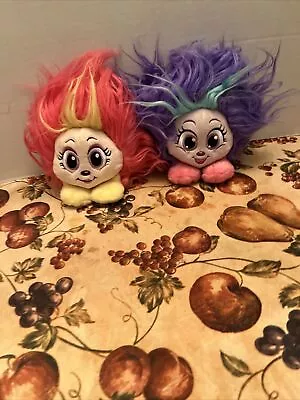 $12.80 • Buy Lot Of 2 Zuru Shnooks Pink & Purple Hairy Monsters Troll Plush Doll Figures Toys