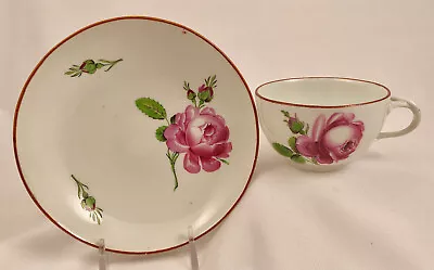 Marcolini Meissen Tea Cup & Saucer Pink Roses 1774 - 1814 • $175