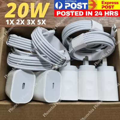 For IPhone 13 12 11 8 6 USB Type C Fast Power Adapter 20W PD Cable Lot AU Block • $610.65