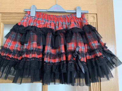 £14.99 • Buy Burleska Gothic SteamPunk Punk Lolita Red Black Tartan Tutu Burlesque Skirt S M