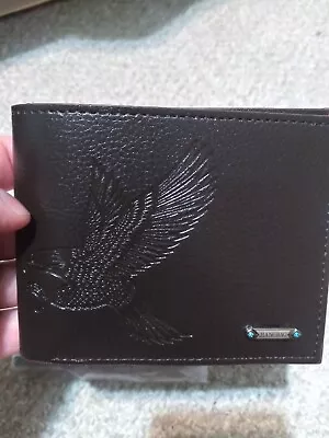 Brand New Mens Jiangbao Coffee Color Eagle Engraved Leather Plu Wallet OBO • $12