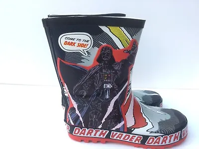 Boys Starwars Darth Vader Wellington Boots Rubber Wellies Sizes 91011121312 • £8.99