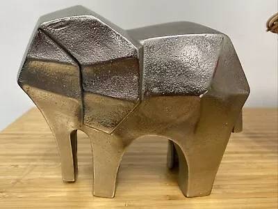 Modern Geometric SILVER Elephant Statue Metal Sculpture  Figurine. Used See Pics • $5.99