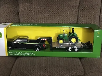 John Deere 5075E FWA Tractor On Gooseneck Trailer Pulled By F350 Lariat Dually • $40
