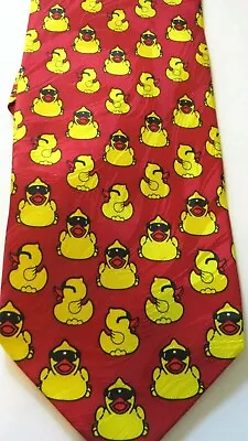 Derby Duckwear Mens Neck Tie Novelty Ducks Duckies Sunglasses Red Yellow Tie • $12