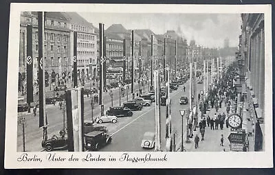 1936 Berlin Germany Real Picture Postcard Cover Linden Decorated With Flags • $61.20