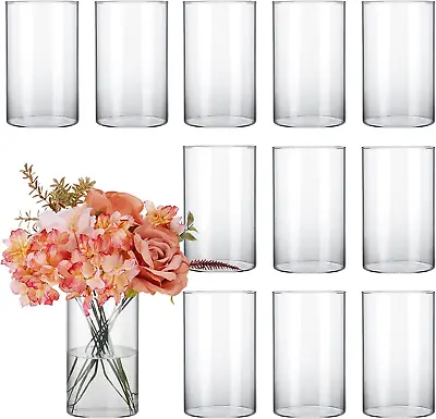 12Pcs Glass Cylinder Vases For Centerpieces Wedding Decorations 6 Inch Tall Gl • £53.94