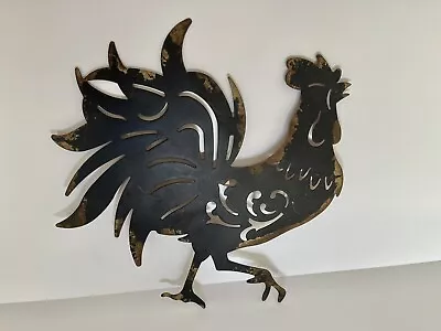 Black Metal Rooster Wall Decor For Kitchen Or Yard Art 12”x12” • $18