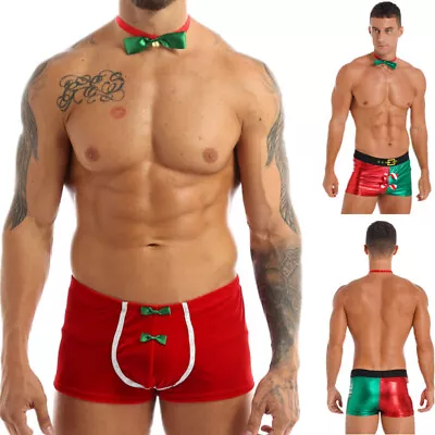 US Mens Christmas Costume Boxer Briefs Pouch Panty Holiday Cosplay Lingerie Set • $5.39