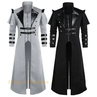 Mens Gothic Medieval Steampunk Coat Trench Coat Clothing Photography Trench Coat • $46.34