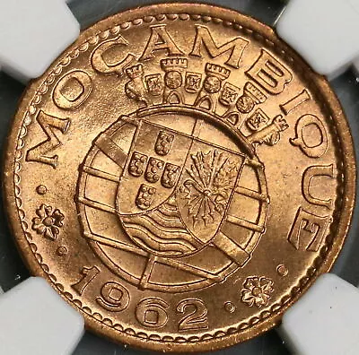 1962 NGC MS 65 RED Mozambique 1 Escudo Portugal Africa Colony Coin (21090404C) • $69