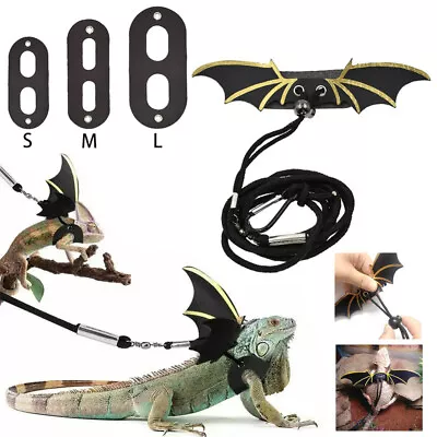 Lizard Harness Leash Bearded Dragon+Cool Leather Wings Reptile Adjustable • $17.59