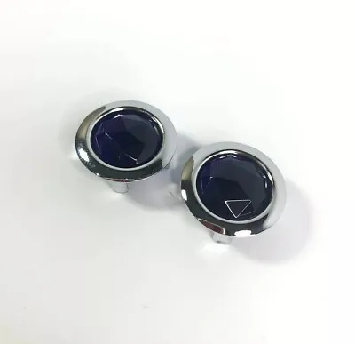 Street Hot Rat Rod Glass Blue Dot W/ Chrome Metal Rings Rims - Tail Light Dots • $12.95