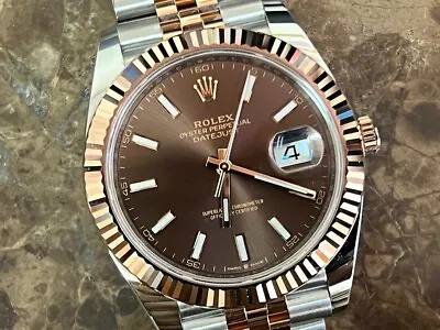 Rolex Datejust 41 18k Rose Gold Steel Chocolate Brown Dial Jubilee Bracelet MINT • $14495