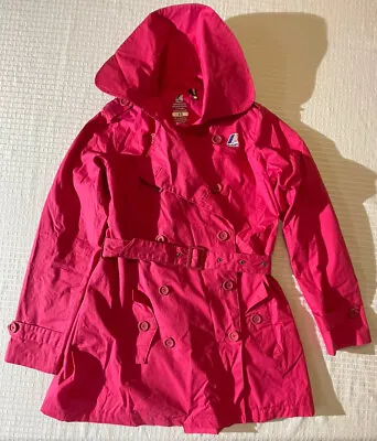 K-Way Hot Pink Belted Women's Lined Trench Coat Jacket With Pockets Size XS • $25