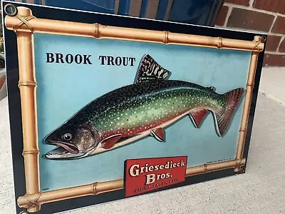 Vintage Style Brooke Trout Fishing Griesedeick Bros Lager Beer Heavy Steel  Sign • $49.99