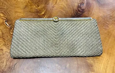 Vintage GUCCI Metallic Metal Woven Gold Silver Evening Clutch SALE • $375