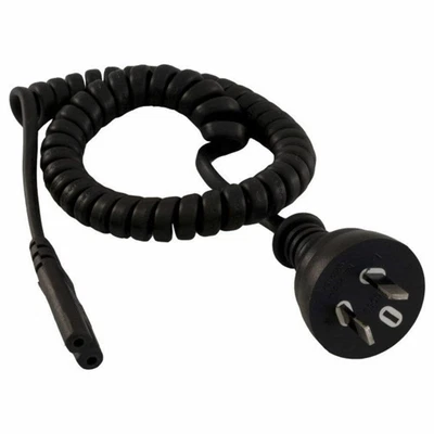 $8 • Buy 2m Coiled Power Lead Appliance Curly Cord Plug Mains FIG-8 Figure 8 IEC- C7 Bk