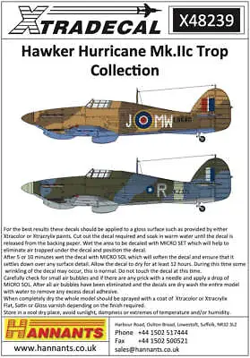 Xtradecal 48239 1:48 Hawker Hurricane Mk.IIc Trop Collection • £8.09