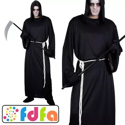 Wicked Grim Reaper Mens Adults Halloween Fancy Dress Costume • £16.09