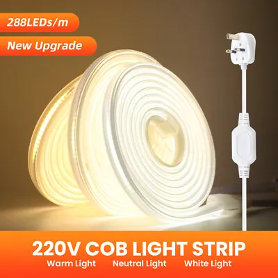 220V 230V COB LED Strip Lights High Density Flexible 3000K 4000K 6000K Tape Rope • £138.88