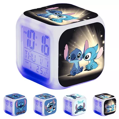 Lilo And Stitch 7 Color Changing Night Light Digital Alarm Clock Calendar Date • £11.76