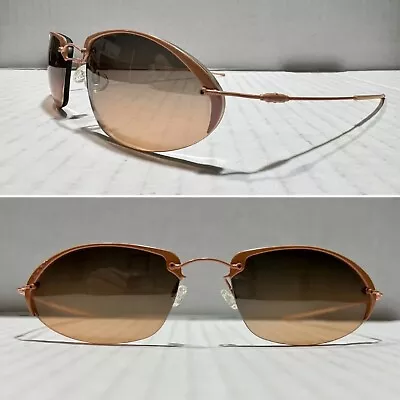 Vintage Sunglasses By Lazi Orange Peach Half Rim Metal Frame Unique Italian NOS • $45.50