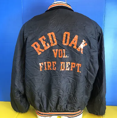 Vintage 70s 80s Don Alleson Athletic Lined Bomber Jacket Sz XL RED OAK FIRE DEPT • $75.99