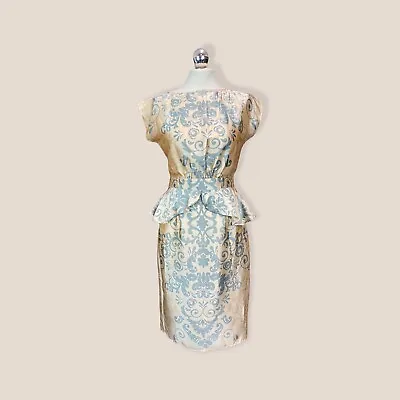 £25 • Buy Dorothy Perkins Blush/Grey Silky Knee Length Dress Tie Waist Peplum Size10 BNWT