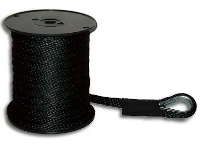 $66.69 • Buy 1/2  X 100' Solid Braid Nylon Anchor Line W/ Metal Thimble - Black - Made In USA