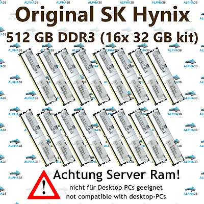 512 GB (16x 32 GB) Rdimm ECC DDR3-1866 HP HPE Proliant ML350p Gen8 G8 Server RAM • $585.96