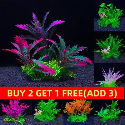 Multiple Colors Of Artificial Plastic Water Grass Plants Fish Tank Aquarium Deco • £2.78